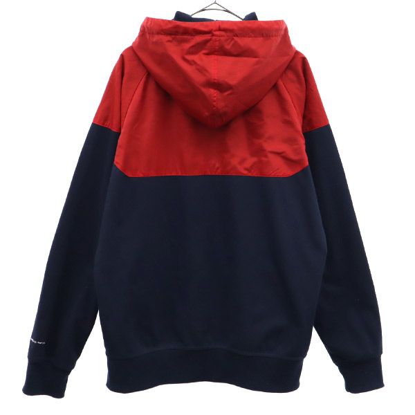 Columbia コロンビア ワンポイント刺繍 長袖 ジップパーカー M レッド×ネイビー アウトドア メンズ