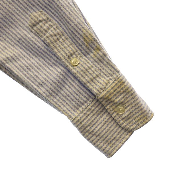 ラルフローレン ストライプ柄 長袖 ボタンダウンシャツ 2 ブルー×ホワイト RALPH LAUREN レディース