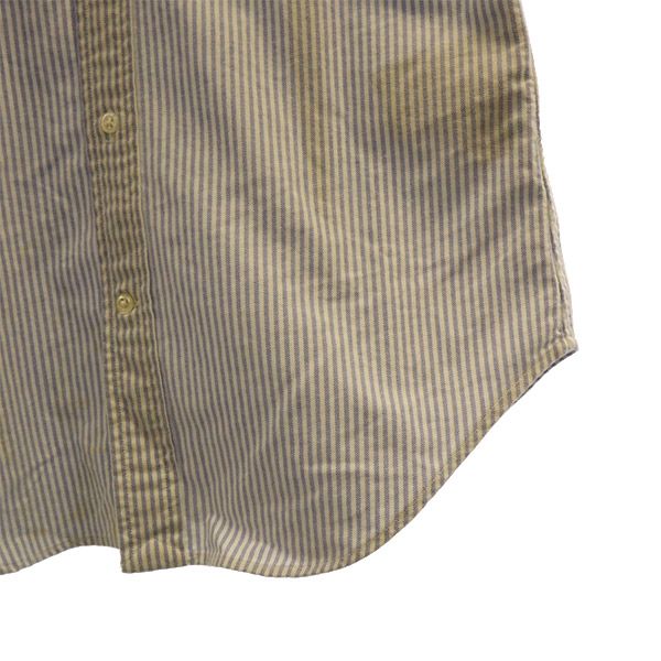 ラルフローレン ストライプ柄 長袖 ボタンダウンシャツ 2 ブルー×ホワイト RALPH LAUREN レディース