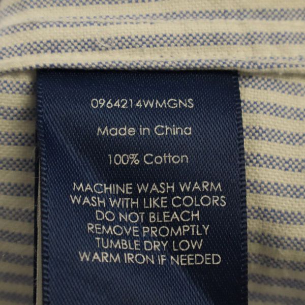 ラルフローレン ストライプ柄 長袖 ボタンダウンシャツ 2 ブルー×ホワイト RALPH LAUREN レディース