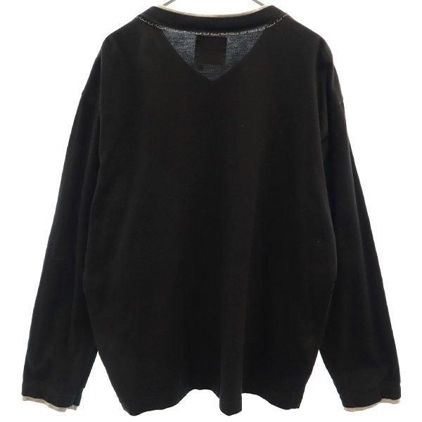 Karl Helmut カールヘルム 長袖 Vネック Tシャツ M ブラック ロンT メンズ