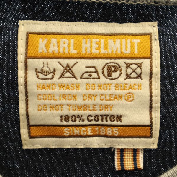 Karl Helmut カールヘルム 長袖 Vネック Tシャツ M ブラック ロンT メンズ