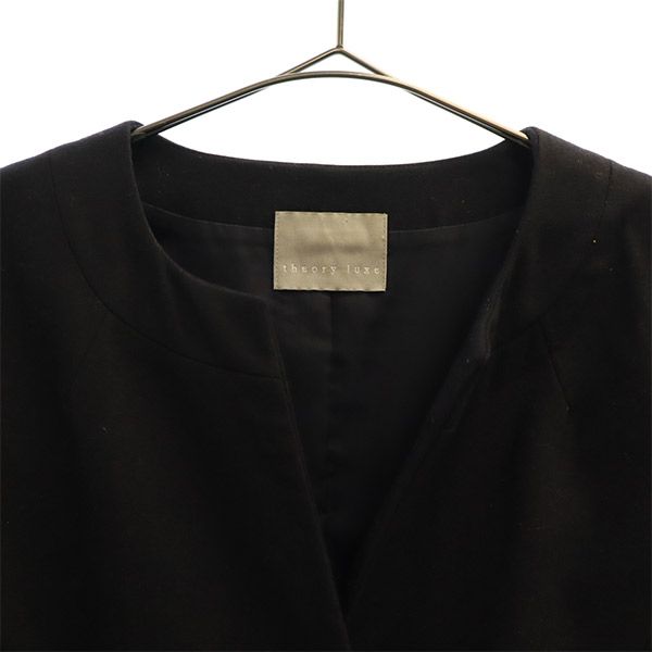 theory luxe セオリーリュクス ウールブレンド ノーカラージャケット 38 ネイビー レディース