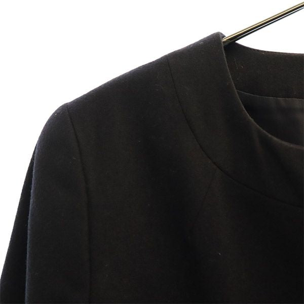 theory luxe セオリーリュクス ウールブレンド ノーカラージャケット 38 ネイビー レディース