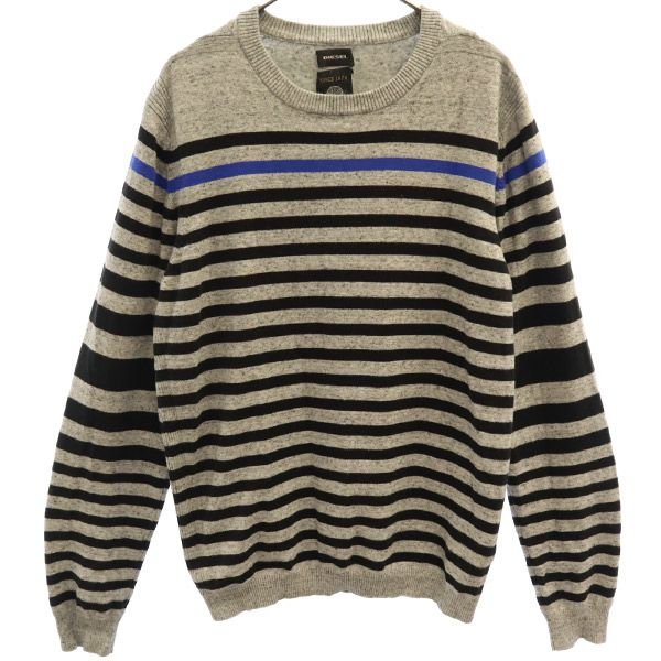 DIESEL ディーゼル ボーダー 長袖 セーター M ブラック×グレー ニット レディース