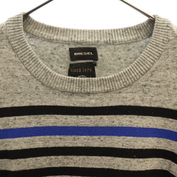 DIESEL ディーゼル ボーダー 長袖 セーター M ブラック×グレー ニット レディース