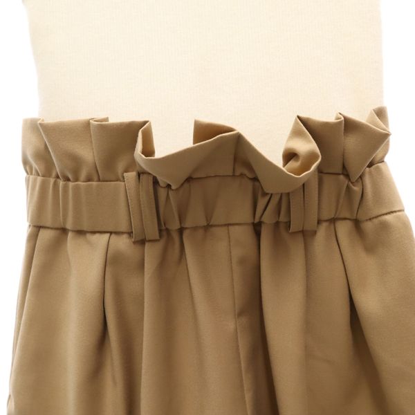 SNIDEL スナイデル リブニット切替 オールインワン 0 白×ベージュ ショート丈 レディース