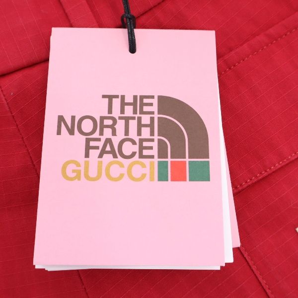 未使用 GUCCI グッチ ノースフェイス イタリア製 リップストップ カーゴショートパンツ 48 レッド THE NORTH FACE メンズ