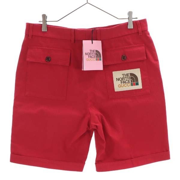 未使用 GUCCI グッチ ノースフェイス イタリア製 リップストップ カーゴショートパンツ 48 レッド THE NORTH FACE メンズ