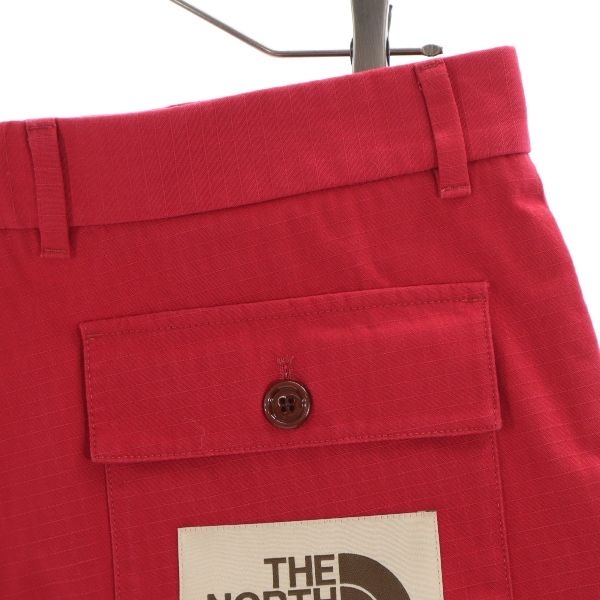 未使用 GUCCI グッチ ノースフェイス イタリア製 リップストップ カーゴショートパンツ 48 レッド THE NORTH FACE メンズ