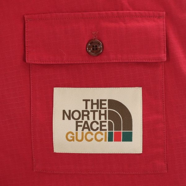 未使用 GUCCI グッチ ノースフェイス イタリア製 リップストップ カーゴショートパンツ 48 レッド THE NORTH FACE メンズ