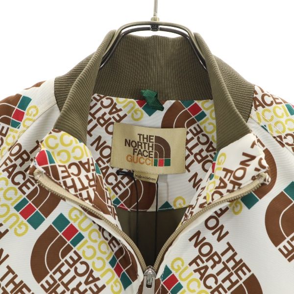 未使用 グッチ ザノースフェイス 総柄 ナイロンジャケット L クリーム GUCCI THENORTHFACE 限定コラボ レディース