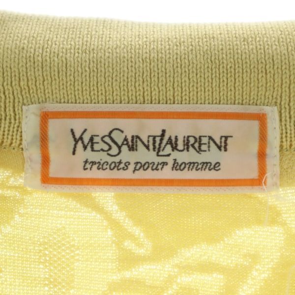 YVES SAINT LAURENT イヴサンローラン 総柄 長袖 ニット ポロシャツ M イエロー系 メンズ