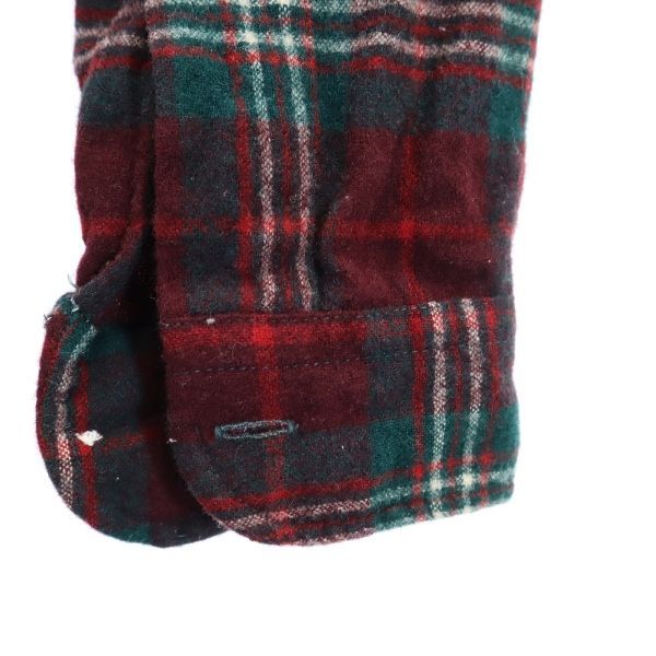 PENDLETON ペンドルトン 70s 80s ウール USA製 ヴィンテージ チェック 長袖 シャツ S 赤×緑 エルボーパッチ メンズ