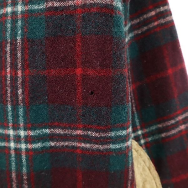 PENDLETON ペンドルトン 70s 80s ウール USA製 ヴィンテージ チェック 長袖 シャツ S 赤×緑 エルボーパッチ メンズ
