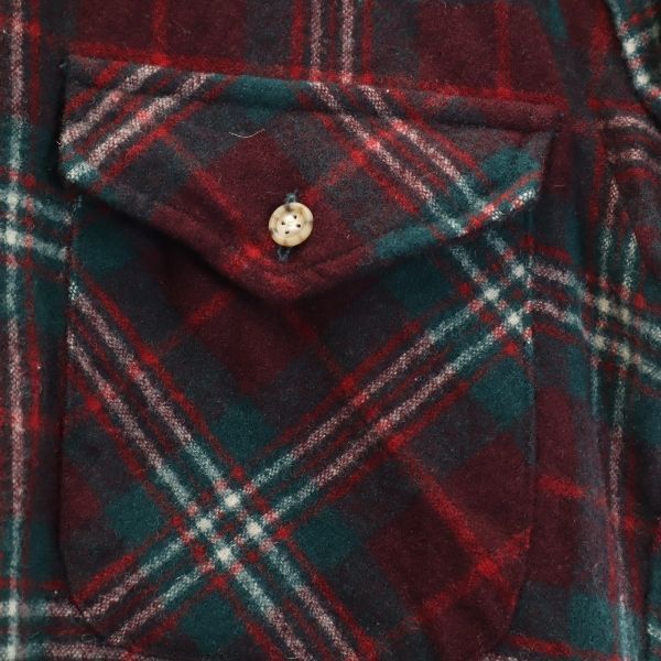 PENDLETON ペンドルトン 70s 80s ウール USA製 ヴィンテージ チェック 長袖 シャツ S 赤×緑 エルボーパッチ メンズ