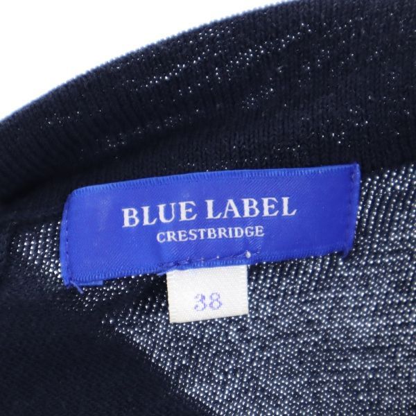 BLUE LABEL CRESTBRIDGE ブルーレーベルクレストブリッジ 三陽商会 花柄リボン 半袖 セーター 38 ネイビー ニット レディース