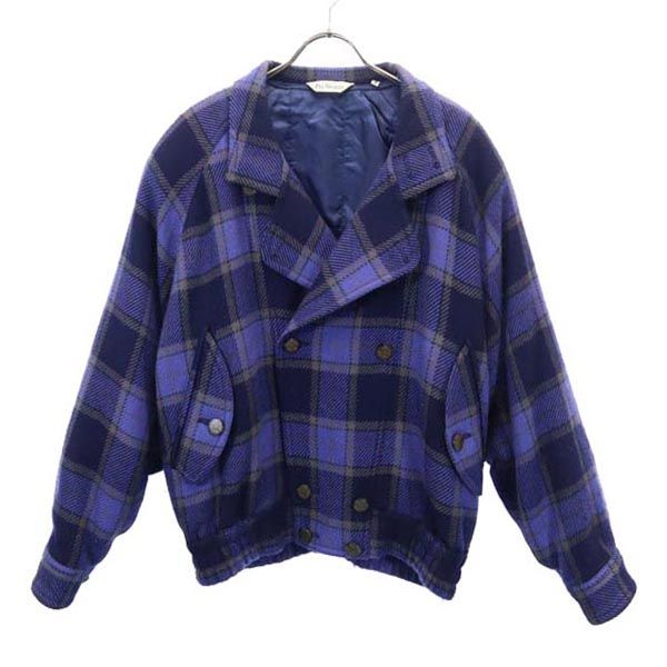 PIA SPORTS ピアスポーツ 日本製 ウール チェック ジャケット ? 3 ブルー系 メンズ