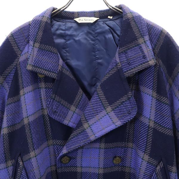 PIA SPORTS ピアスポーツ 日本製 ウール チェック ジャケット ? 3 ブルー系 メンズ