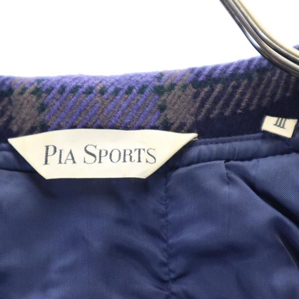 PIA SPORTS ピアスポーツ 日本製 ウール チェック ジャケット ? 3 ブルー系 メンズ