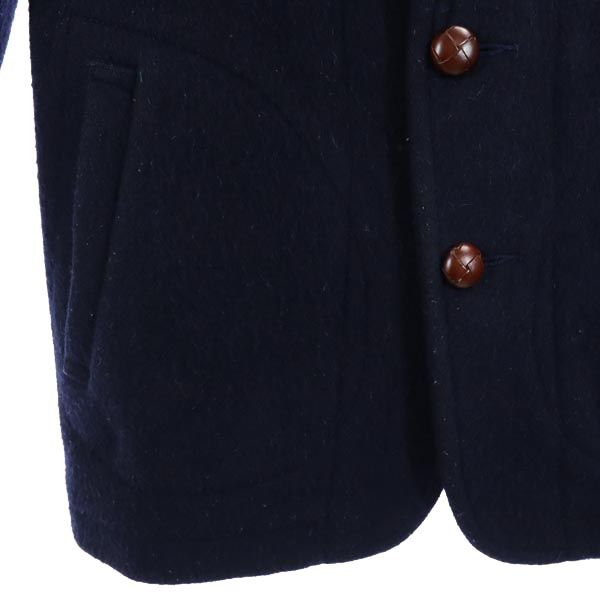 Danton ダントン ウールブレンド ロゴ刺繍 ジャケット 34 ネイビー レディース