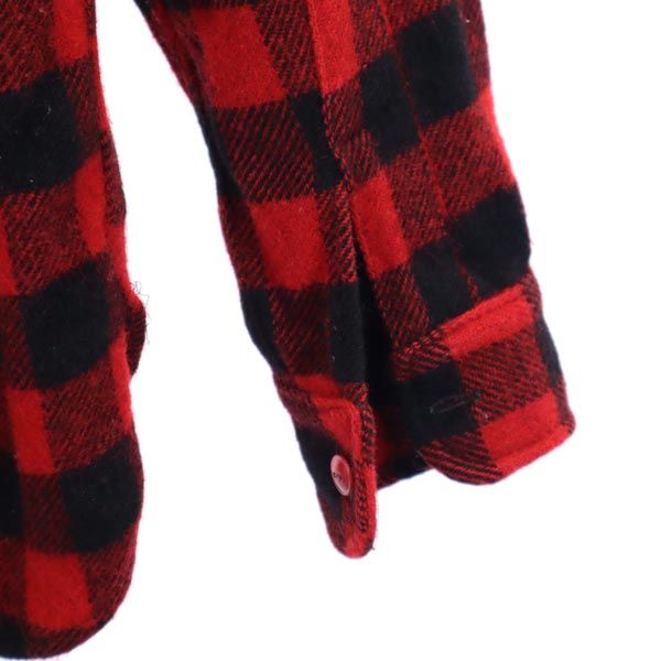 WOOLRICH ウールリッチ 70s ヴィンテージ ウールブレンド チェック柄 長袖 シャツ S 赤系 メンズ