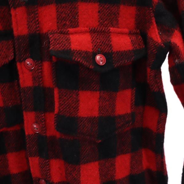 WOOLRICH ウールリッチ 70s ヴィンテージ ウールブレンド チェック柄 長袖 シャツ S 赤系 メンズ