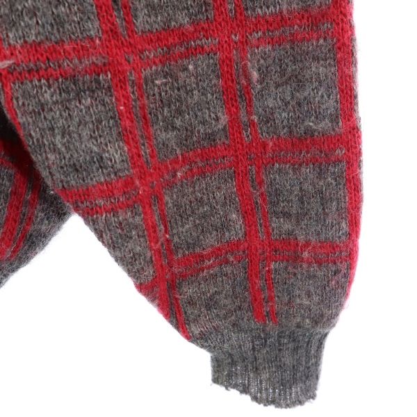 ICEWEAR 80s ヴィンテージ ウール チェック 長袖 Vネック ニット S グレー系 セーター メンズ