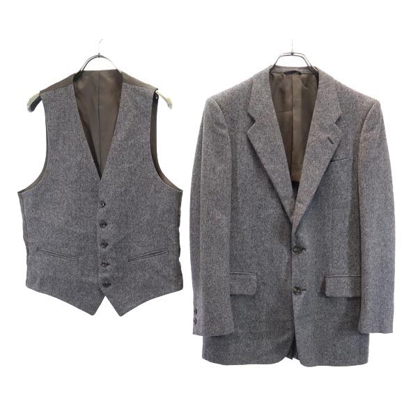 Pierre Cardin ピエールカルダン ウール ベスト付 テーラードジャケット 94A5 茶系 メンズ