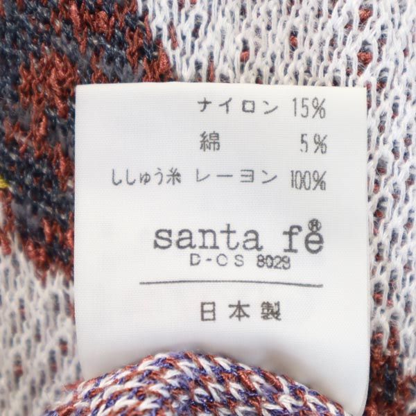 santa fe サンタフェ リネンブレンド 総柄 長袖 ニット 38 ホワイト系 薄手セーター メンズ