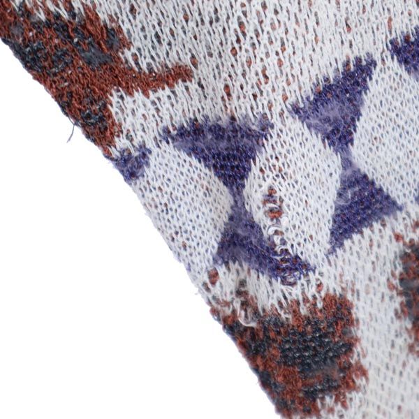 santa fe サンタフェ リネンブレンド 総柄 長袖 ニット 38 ホワイト系 薄手セーター メンズ