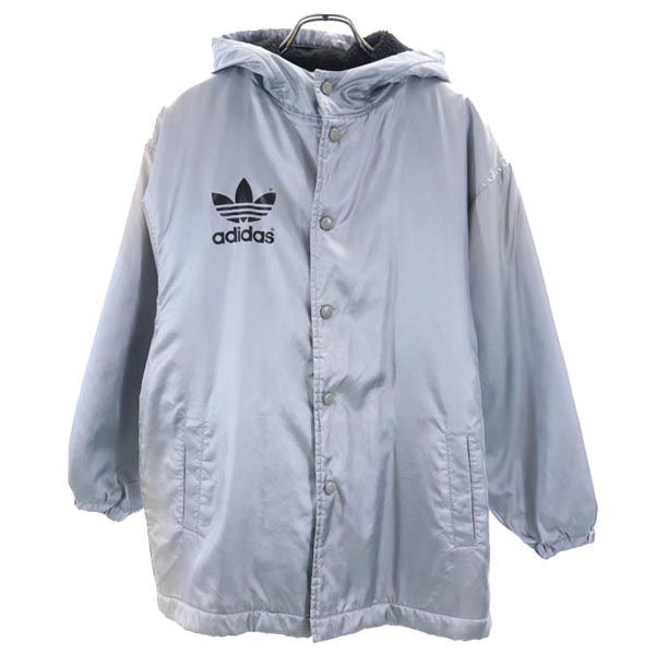 adidas アディダス フーデッド 中綿ジャケット 140 シルバー系 裏ボア キッズ