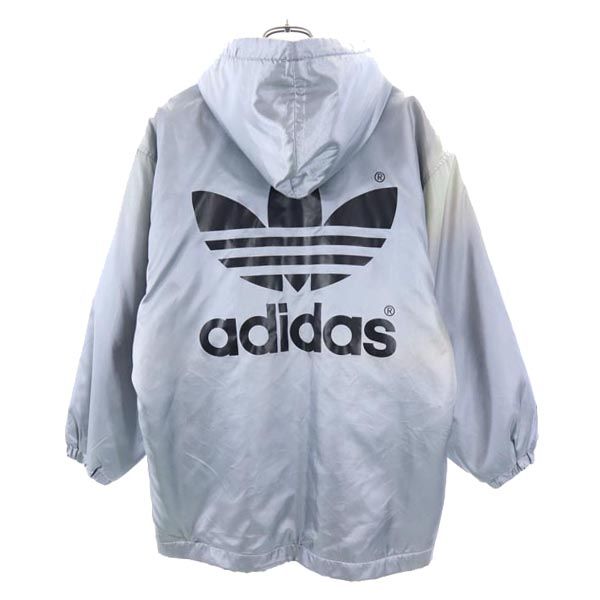 adidas アディダス フーデッド 中綿ジャケット 140 シルバー系 裏ボア キッズ