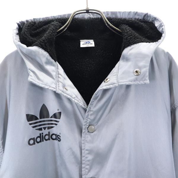 adidas アディダス フーデッド 中綿ジャケット 140 シルバー系 裏ボア キッズ