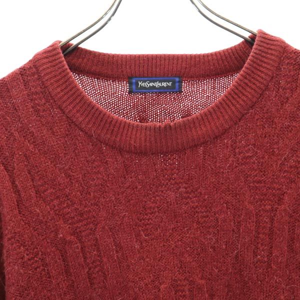 YVES SAINT LAURENT イヴサンローラン ウールブレンド 長袖 ニット L 赤系 セーター メンズ