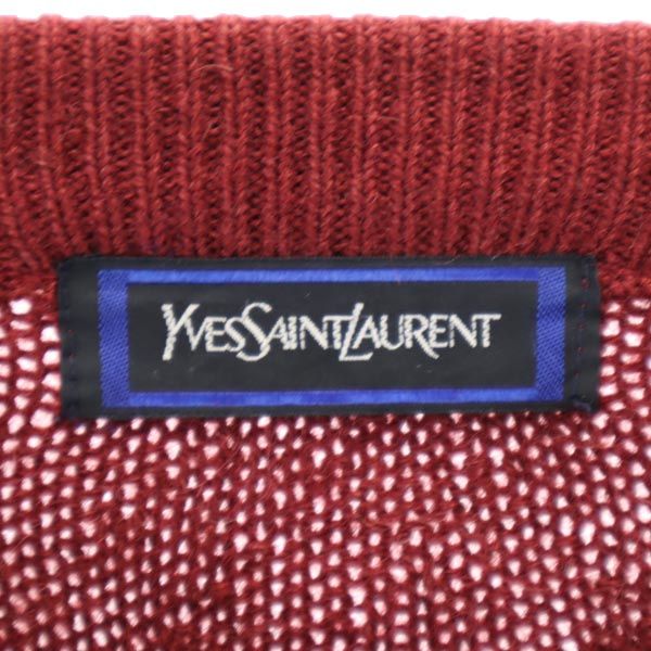 YVES SAINT LAURENT イヴサンローラン ウールブレンド 長袖 ニット L 赤系 セーター メンズ