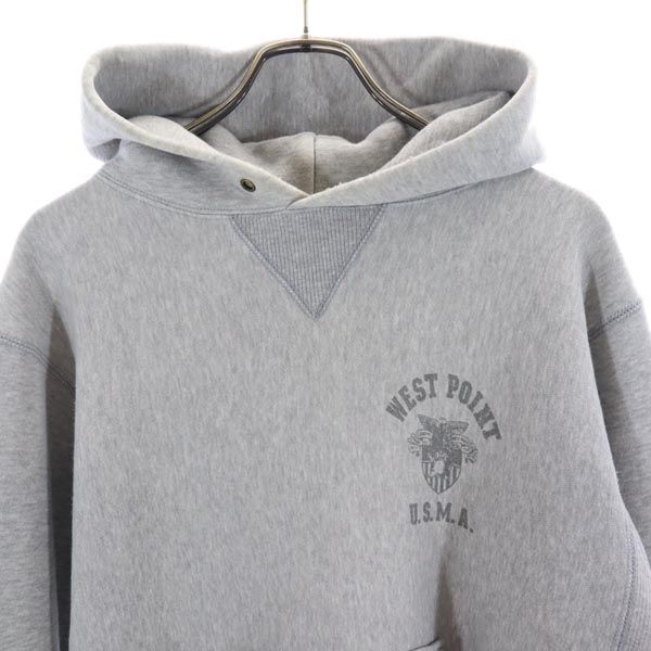 C.A.B.CLOTHING ロゴプリント 長袖 スウェットパーカー 40/42 グレー 裏起毛 プルオーバー トレーナー メンズ