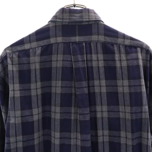 ラルフローレン チェック柄 ワンポイント刺繍 長袖 ボタンダウンシャツ M ネイビー系 RALPH LAUREN メンズ