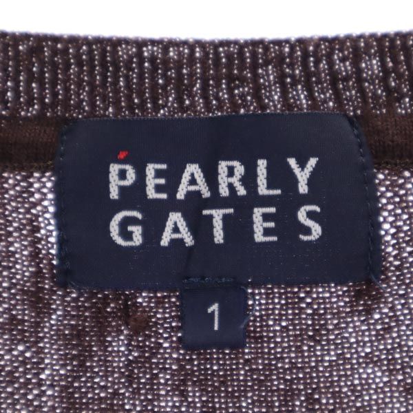 PEARLY GATES パーリーゲイツ ウールブレンド ワンポイント刺繍 ゴルフ ニットベスト 1 ブラウン系 レディース
