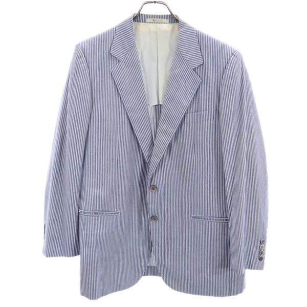 Aquascutum アクアスキュータム ストライプ柄 テーラードジャケット 96-86-170 青×白 メンズ