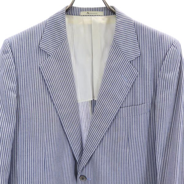 Aquascutum アクアスキュータム ストライプ柄 テーラードジャケット 96-86-170 青×白 メンズ