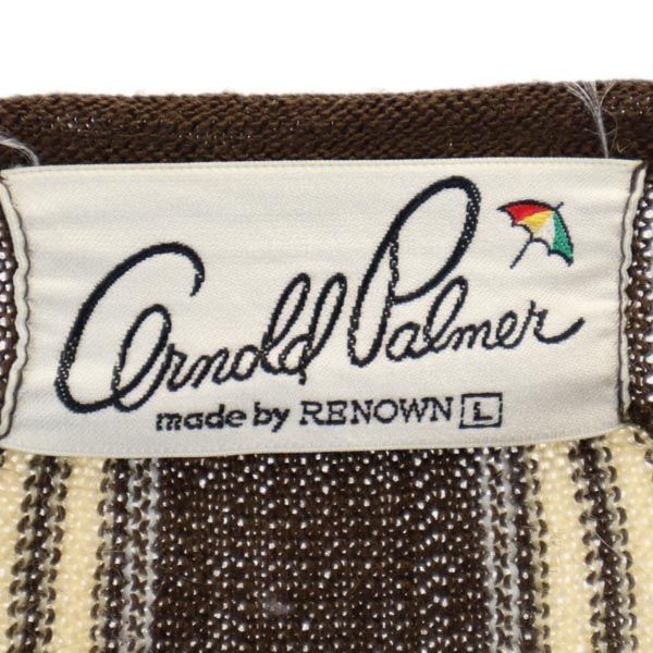 Arnold Palmer アーノルドパーマー ウールブレンド ストライプ柄 長袖 ニット L ブラウン系 セーター メンズ