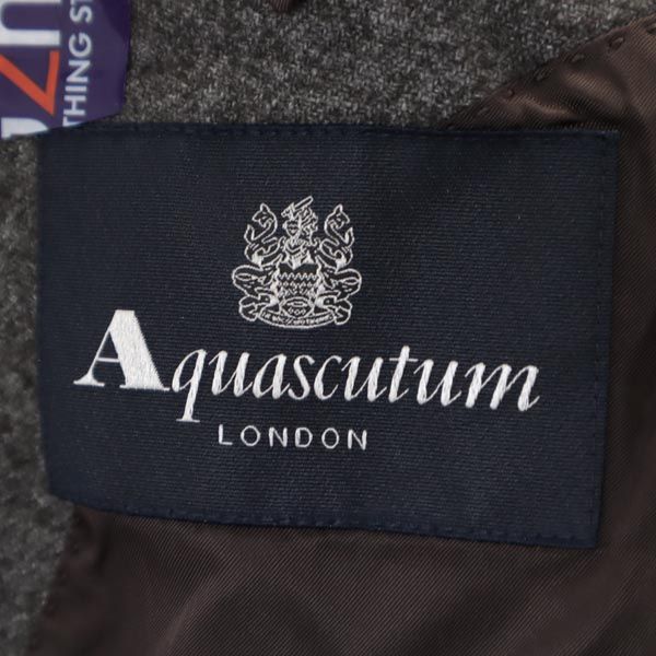 Aquascutum アクアスキュータム ウールブレンド エルボーパッチ付 ジャケット LL ブラウン ハンティング メンズ