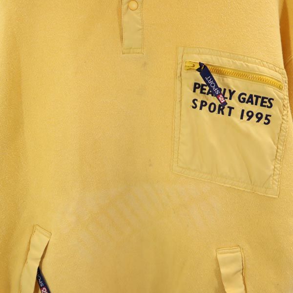 PEARLY GATES パーリーゲイツ ゴルフ 長袖 ハーフボタン トレーナー L イエロー系 裏起毛 メンズ
