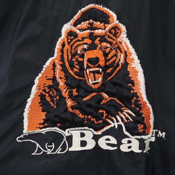 Bear ベアー 90s ロゴ刺繍 ジップジャケット F 黒×赤 ジャンパー メンズ