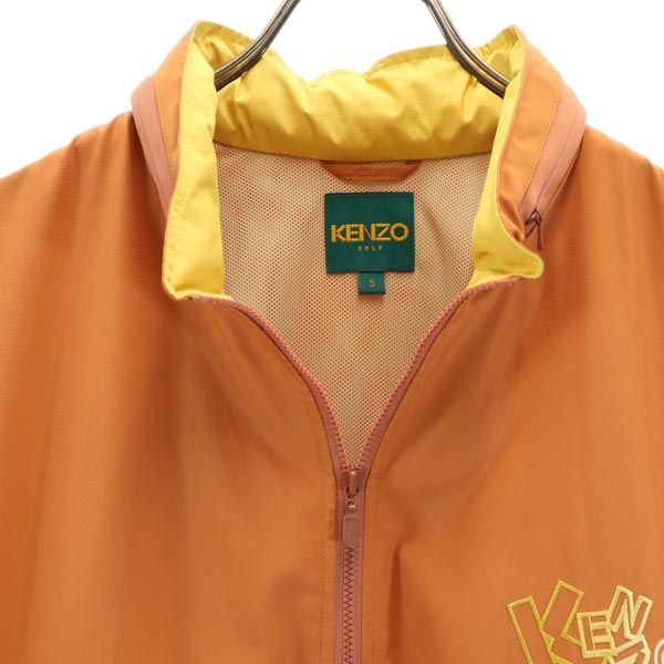 KENZO ケンゾー ロゴ刺繍 ゴルフ ジップ ベスト 5 オレンジ系 裏メッシュ メンズ