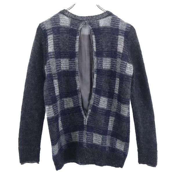 iCB アイシービー モヘアブレンド チェック柄 長袖 ニット S 黒系 セーター レディース