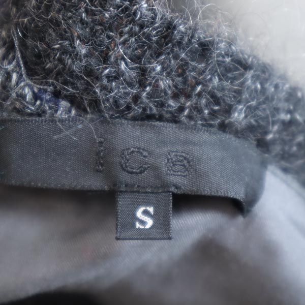 iCB アイシービー モヘアブレンド チェック柄 長袖 ニット S 黒系 セーター レディース