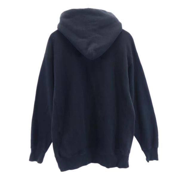 Champion チャンピオン 青単 復刻 リバースウィーブ ロゴ刺繍 長袖 スウェットパーカー M 黒系 裏起毛 メンズ