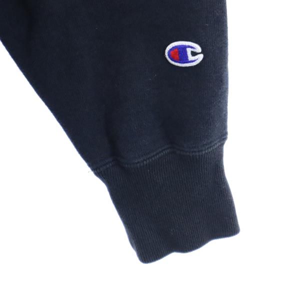 Champion チャンピオン 青単 復刻 リバースウィーブ ロゴ刺繍 長袖 スウェットパーカー M 黒系 裏起毛 メンズ
